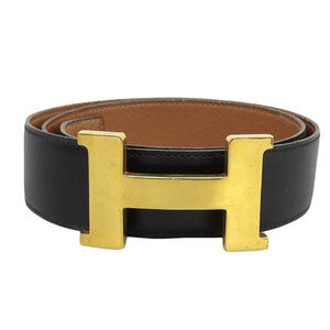 HERMES Black Leather Belt